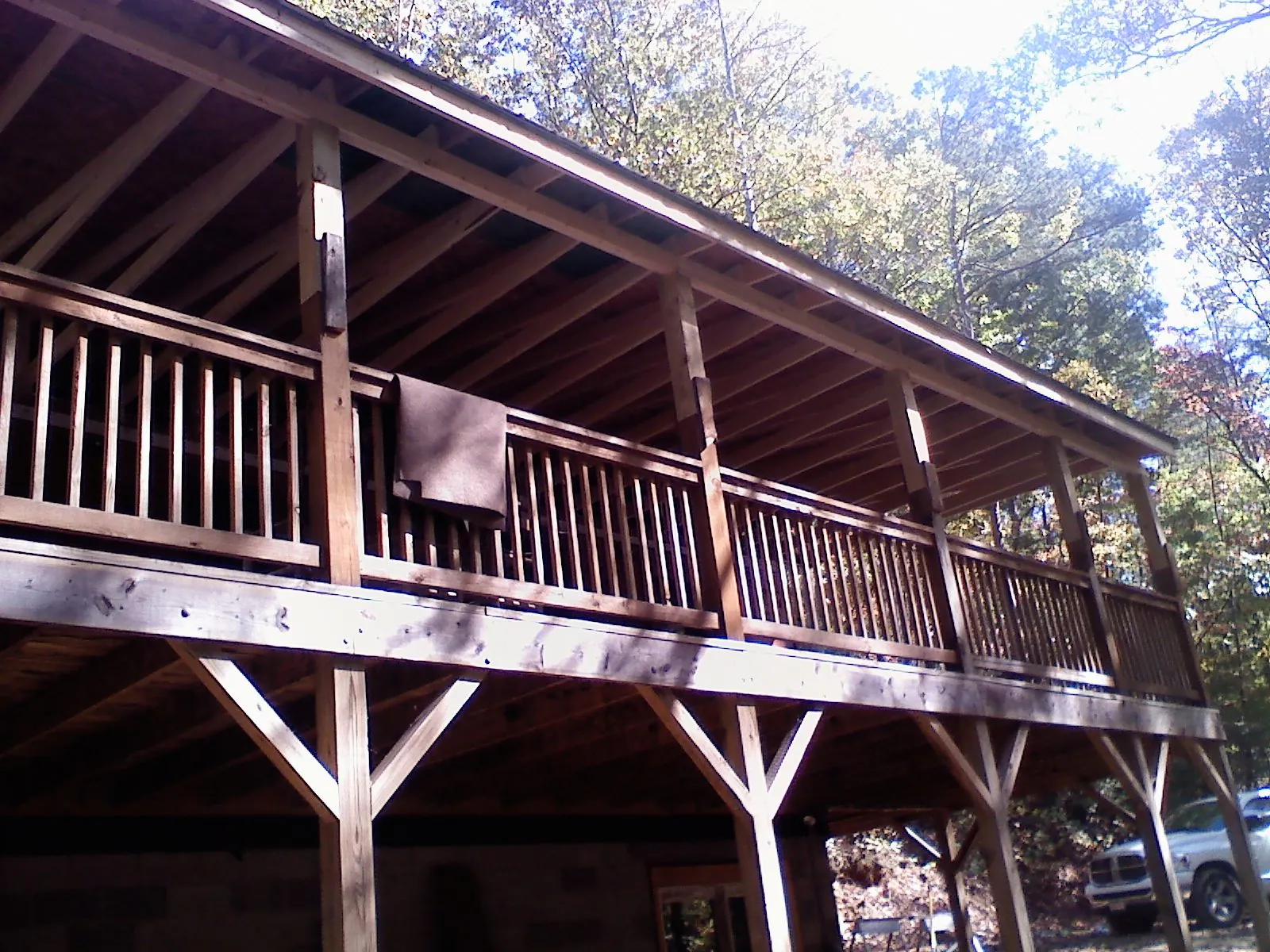 Timber framing under a new elevated porch and deck — Roof Leak Repair in Clay City by Roofing Brothers